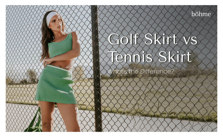 Green knit mini skirt and matching tank top set with a sporty headband