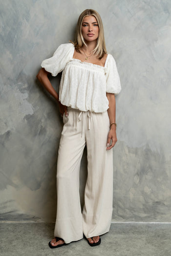 Renna Textured Bubble Top in Ivory
