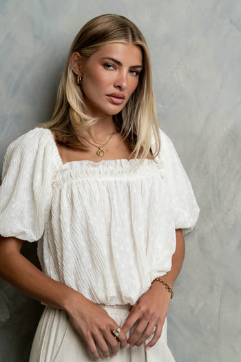 Renna Textured Bubble Top in Ivory