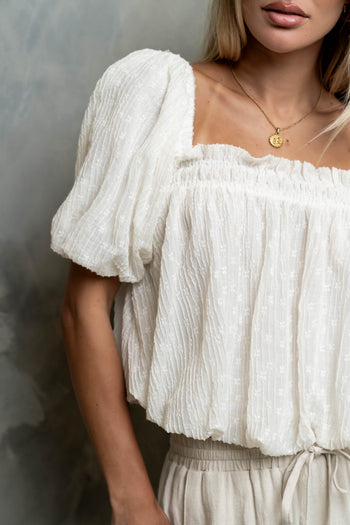 Renna Textured Bubble Top in Ivory