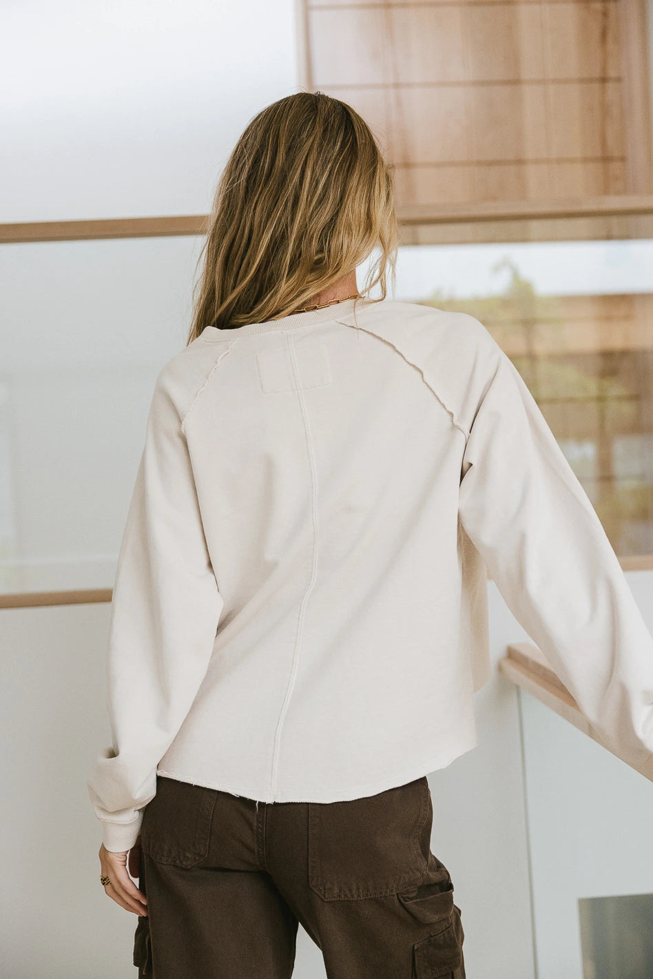 Knit sweatshirt top in natural 
