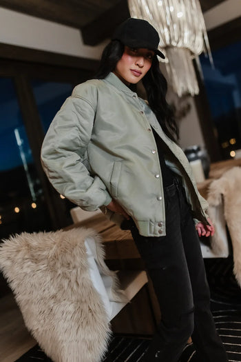 sage green bomber jacket 