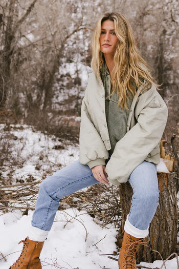 Bomber jacket is sage 