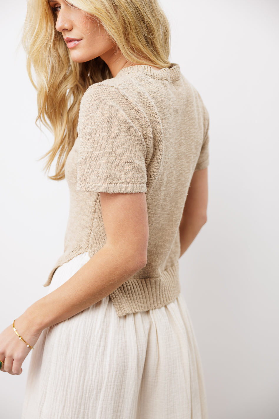 ivory and beige sweater dress