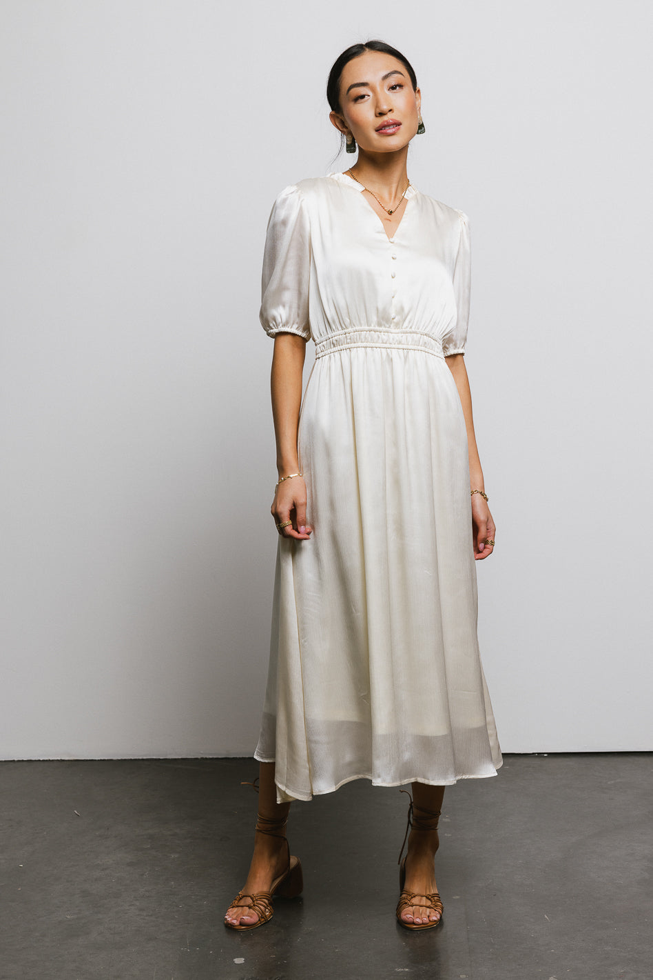 satin cinched waist dress