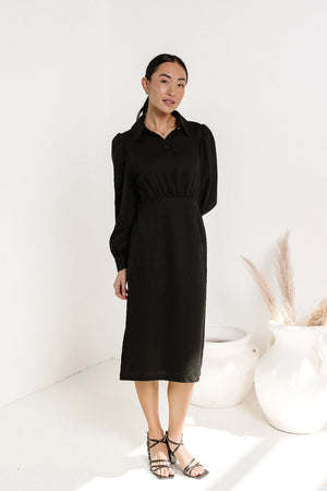 Catalina Collared Dress in Black - FINAL SALE