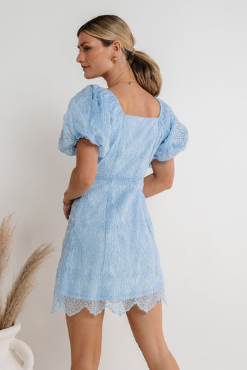 SIDE ZIPPER ON BLUE MINI DRESS