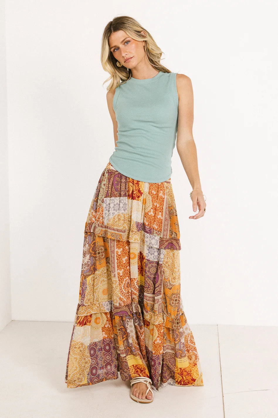 Ribbed tank in sage 