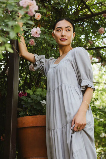 Short sleeves dress in blue 