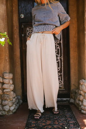 Tatum Woven Pants in Oatmeal - FINAL SALE