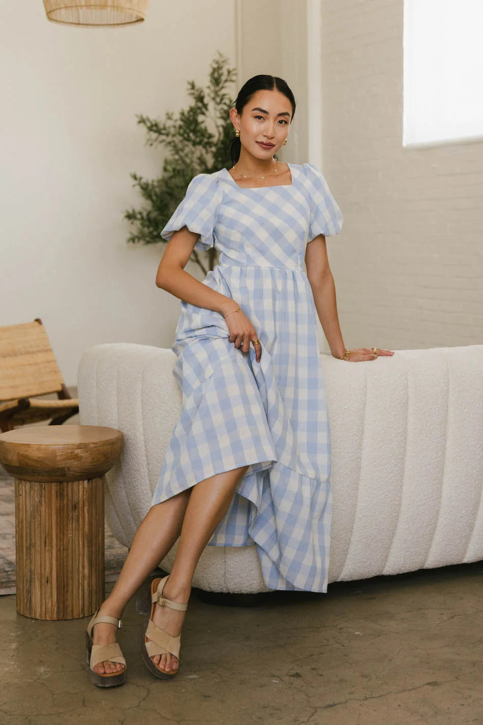 Woven dress in blue 