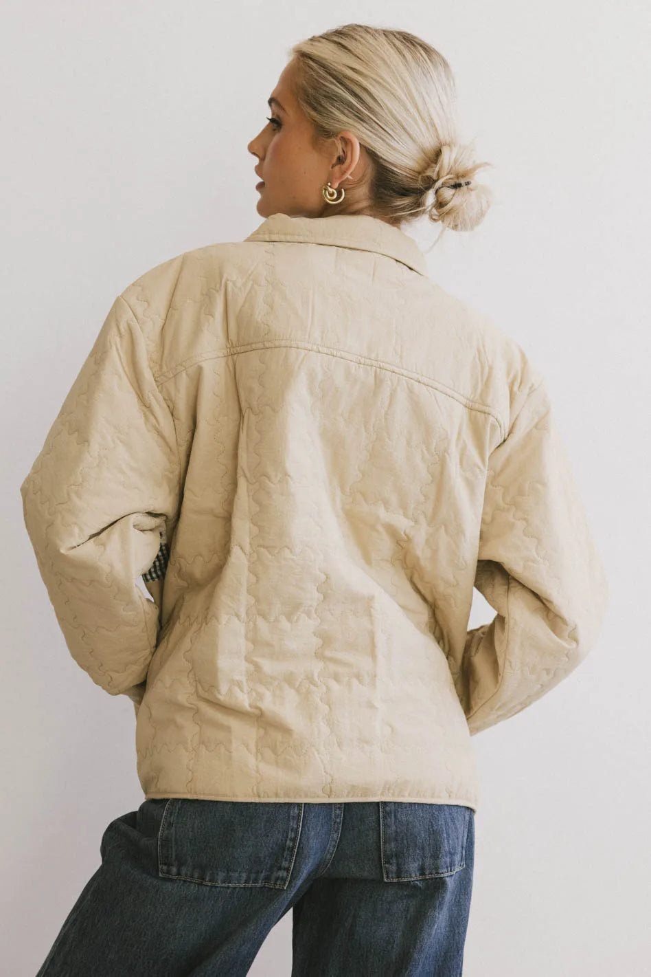 Plain color jacket in khaki 