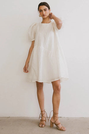 Maison Textured Mini Dress in White - FINAL SALE