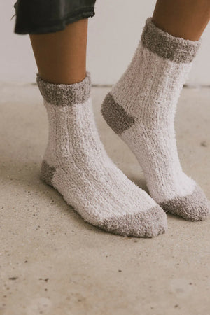 Fuzzy Contrast Socks in Lavendar - FINAL SALE