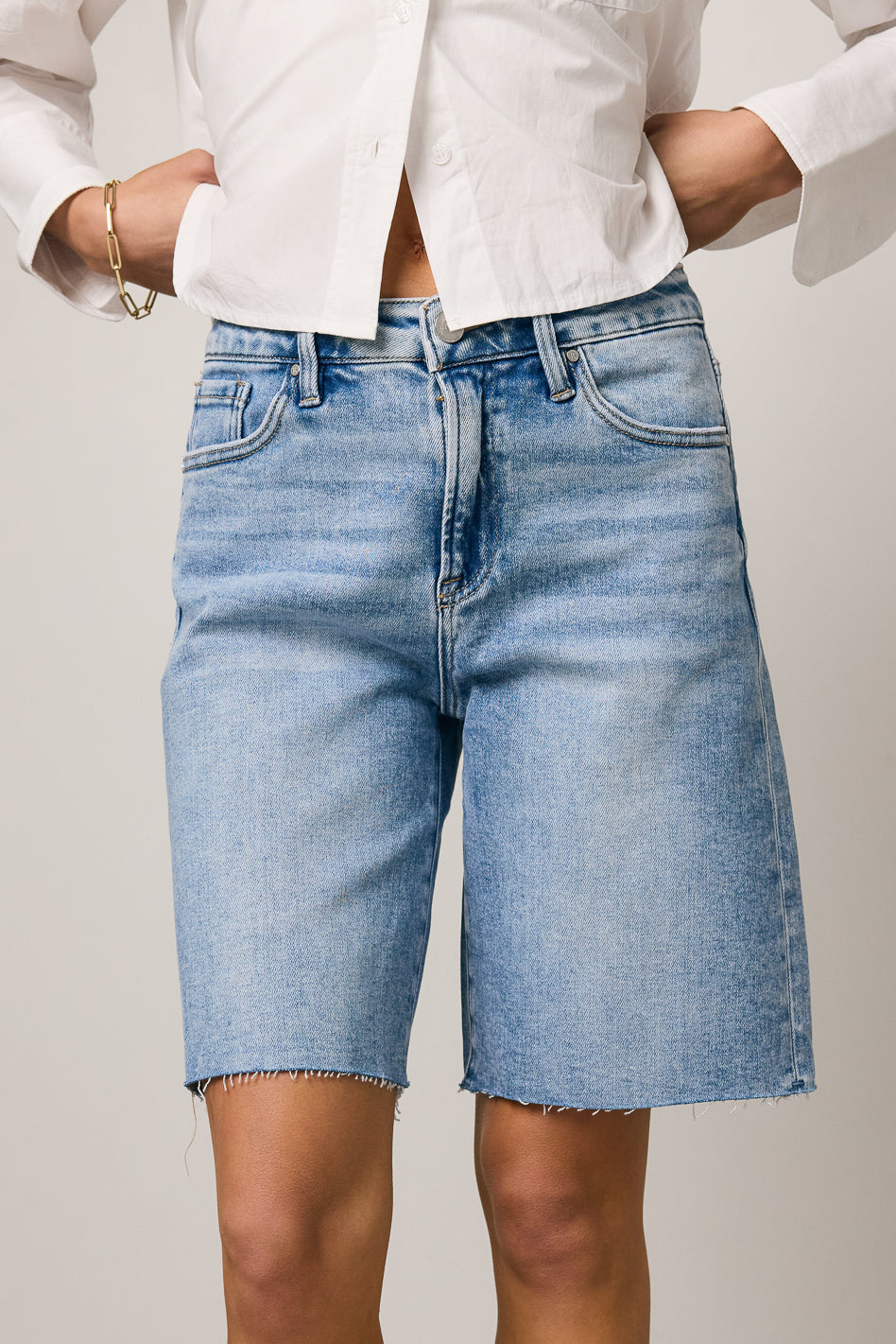 medium wash jorts