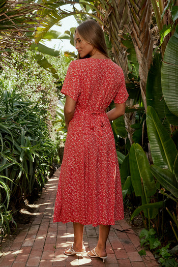 floral dress with tie detail