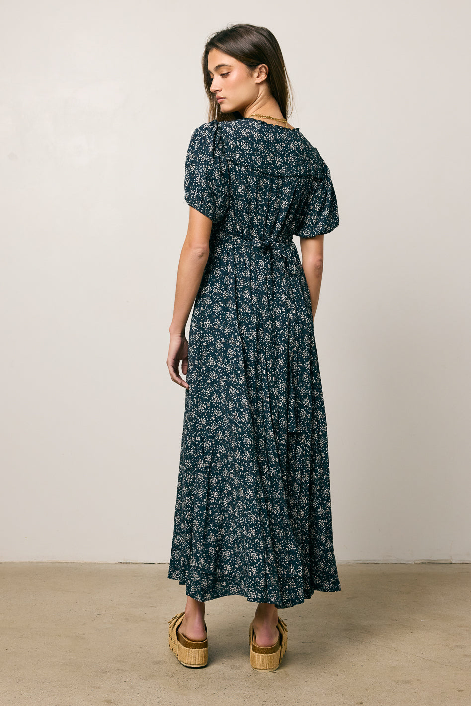 short sleeve navy printed dress