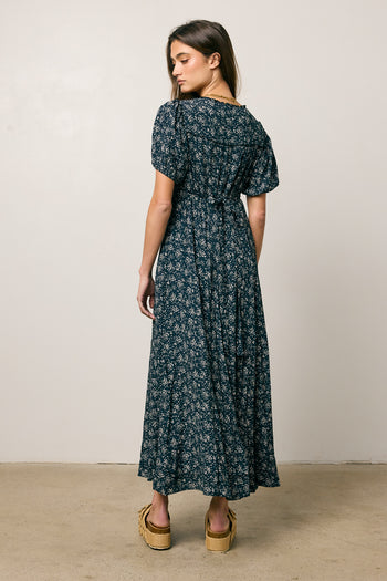 short sleeve navy printed dress