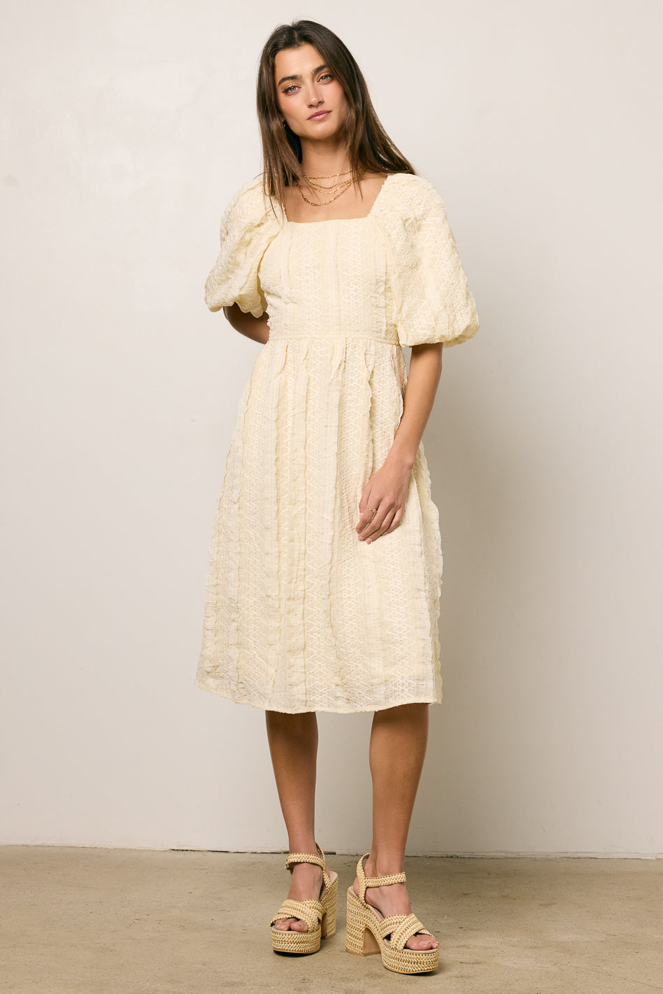 TEXTURED MIDI DRESS