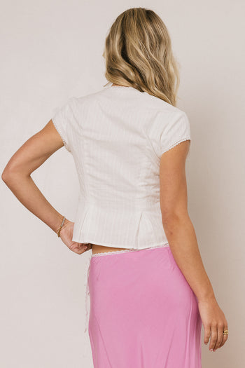 Rumi Button Front Blouse in White - FINAL SALE