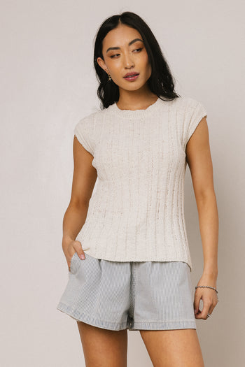 CREAM RIBBED TOP