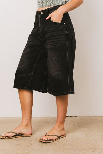BLACK DENIM SHORTS