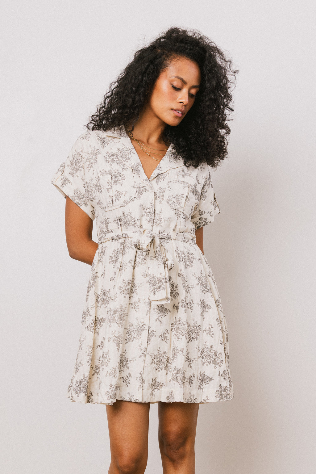 floral collared mini dress