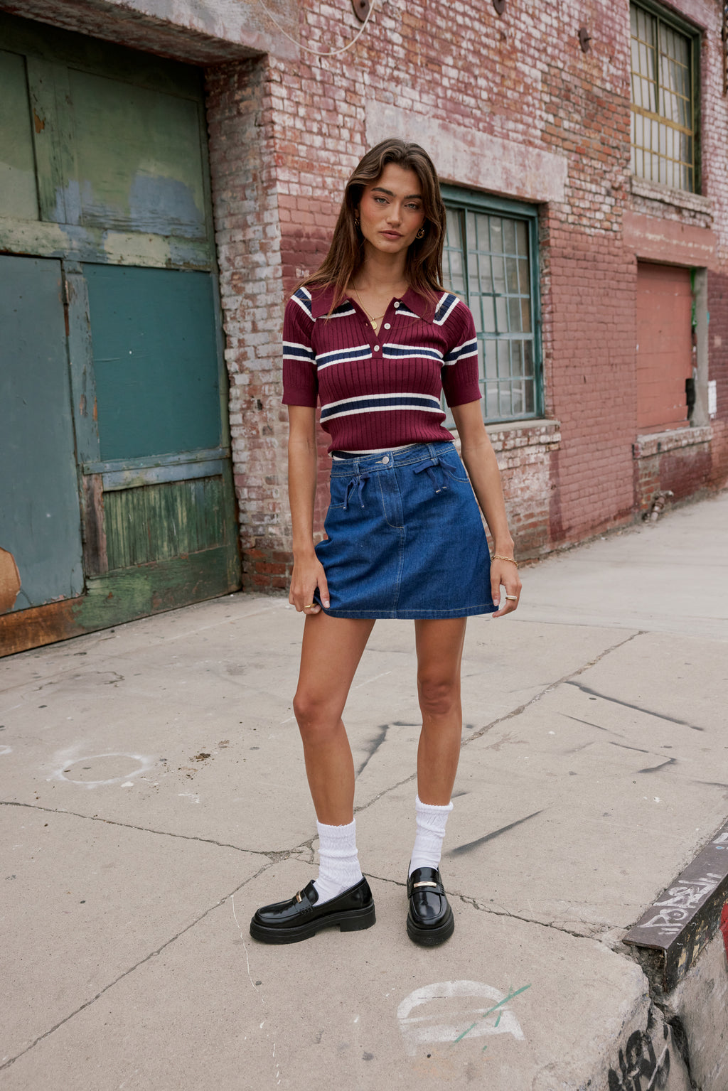 Taylee Striped Sweater in Burgundy - FINAL SALE