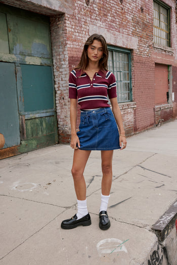 Taylee Striped Sweater in Burgundy - FINAL SALE