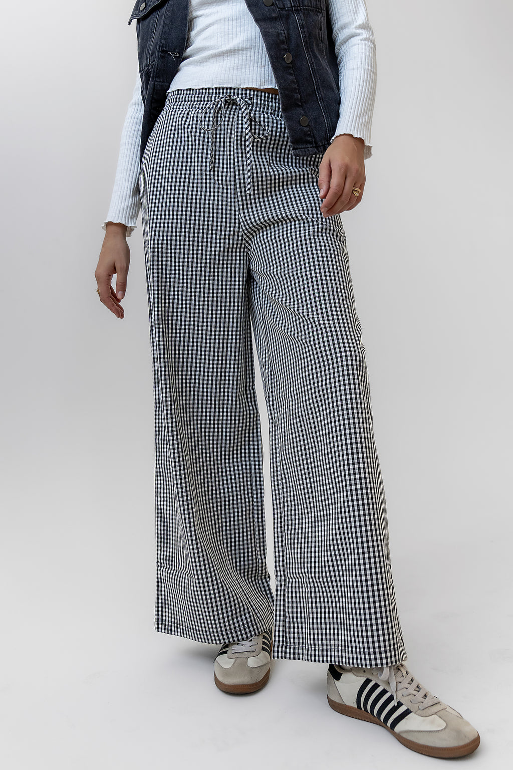 black and white checkered pants