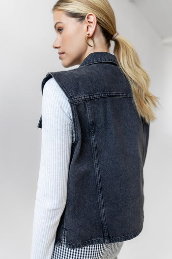 tiny slits on side of denim vest