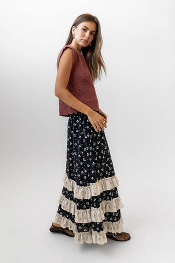 NAVY AND CREAM SKIRT
