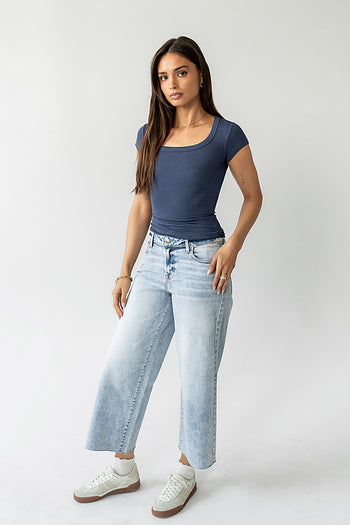 Freya Ribbed Top in Navy - FINAL SALE