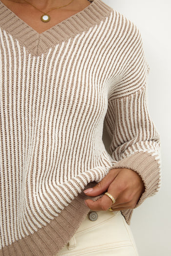STRIPED  Knit Sweater in Brown