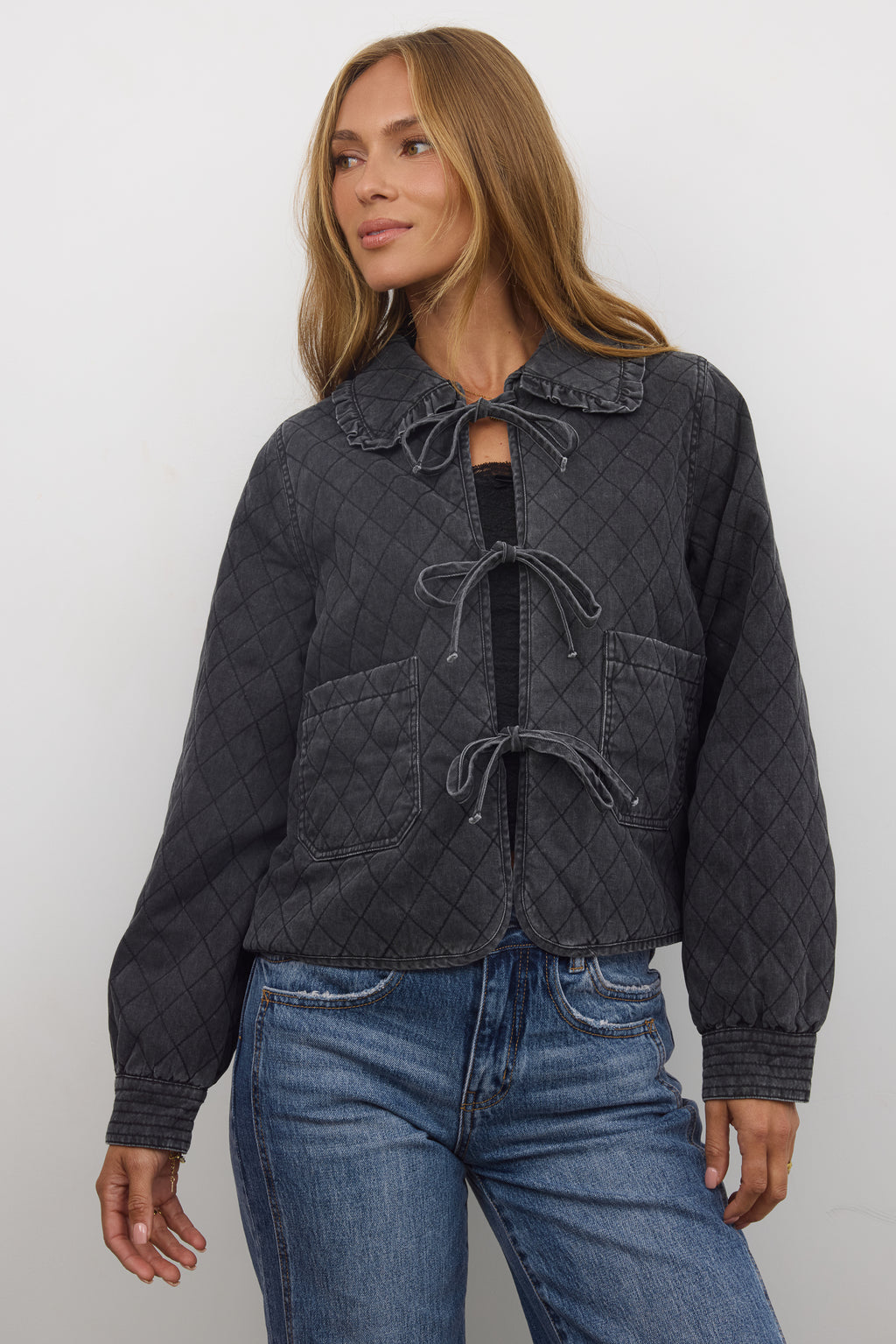 Collared Jacket in Faded Black