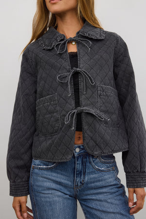 Tammy Collared Jacket in Faded Black - FINAL SALE