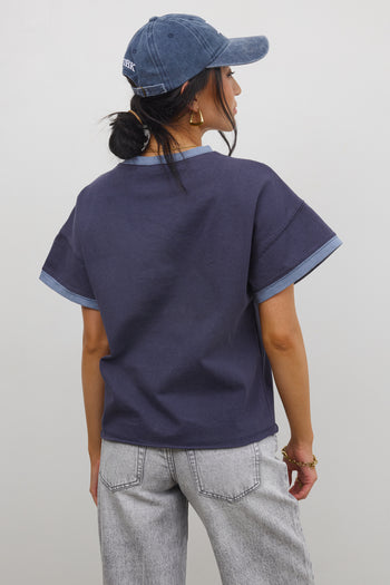 Jace Contrast Tee in Navy - FINAL SALE