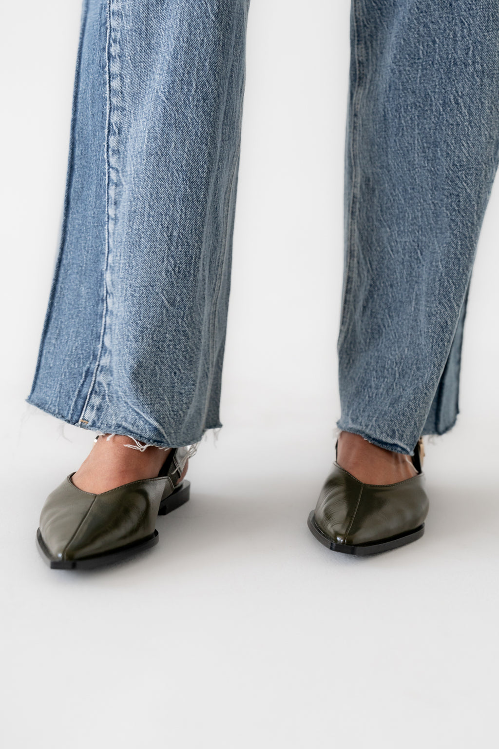 Steve Madden Shay Slingback Flats in Olive - FINAL SALE