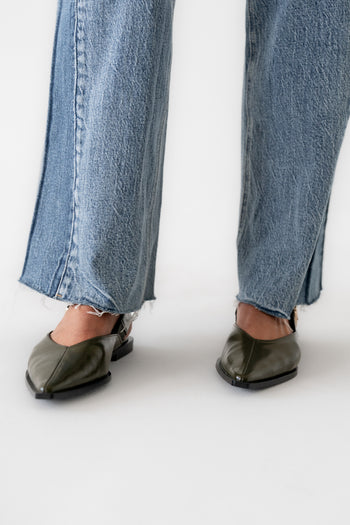 Steve Madden Shay Slingback Flats in Olive - FINAL SALE