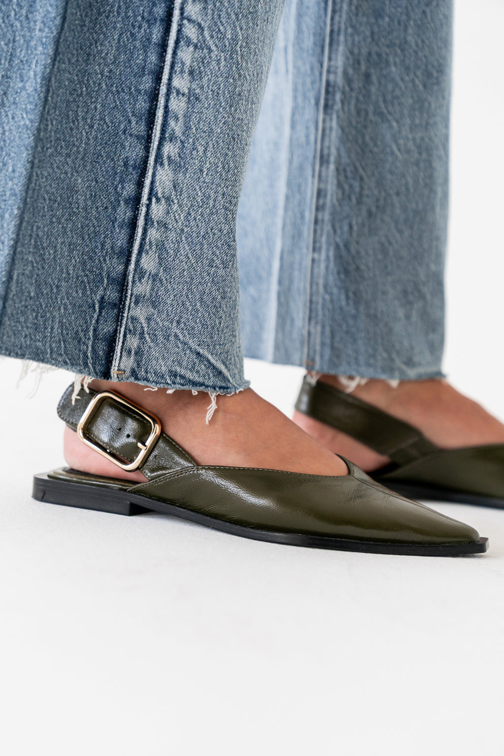 Steve Madden Shay Slingback Flats in Olive - FINAL SALE