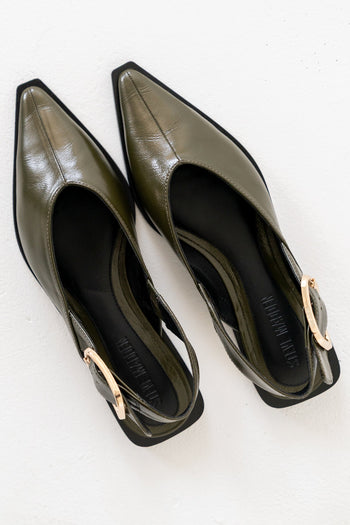 Steve Madden Shay Slingback Flats in Olive - FINAL SALE