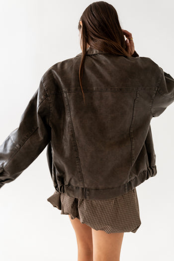 Brecken Vegan Leather Jacket in Brown - FINAL SALE