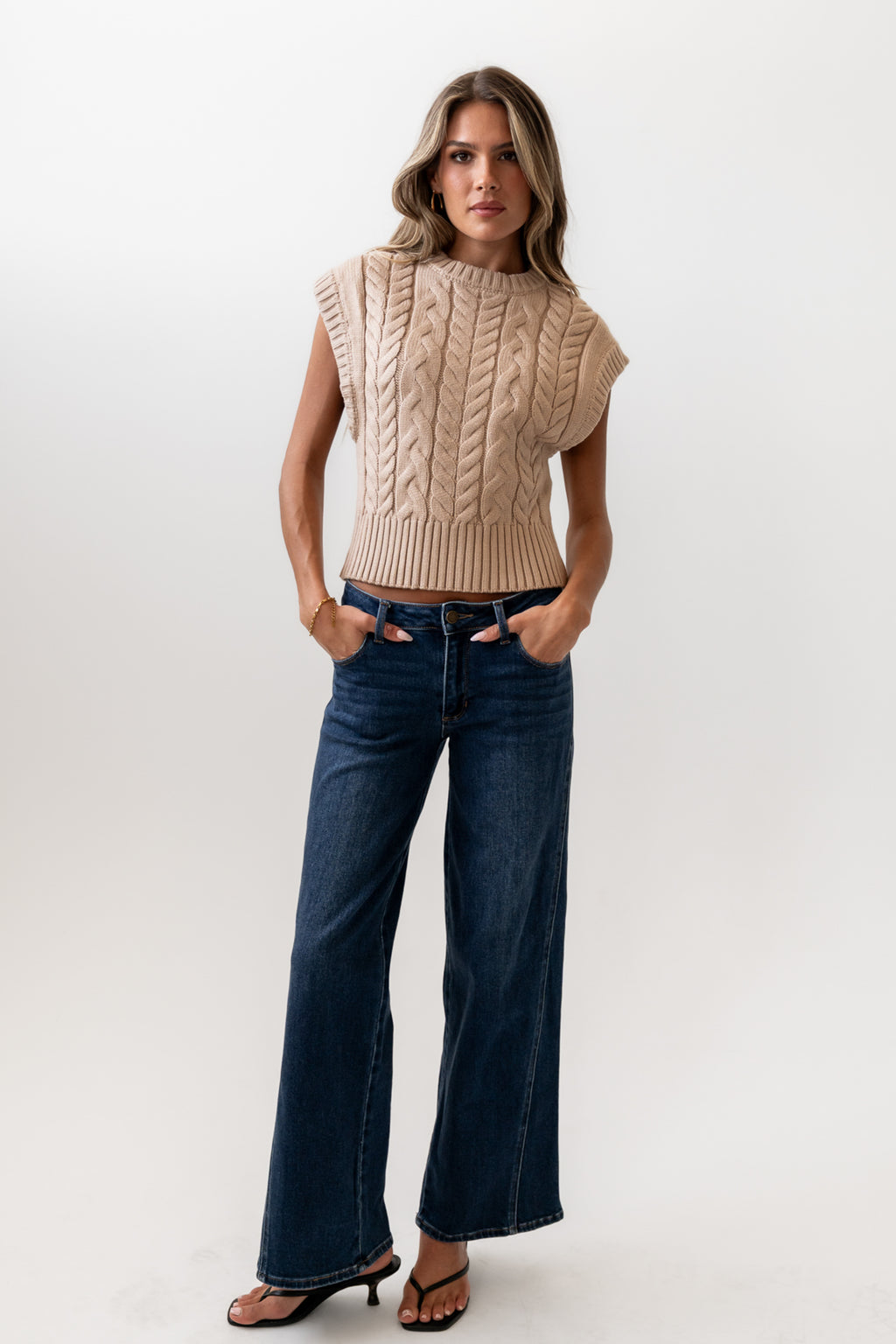 Lennie Cable Knit Top in Taupe - FINAL SALE