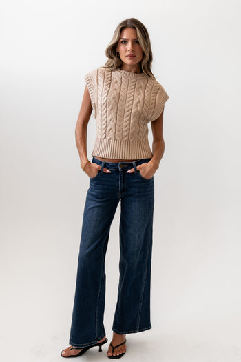 Lennie Cable Knit Top in Taupe - FINAL SALE