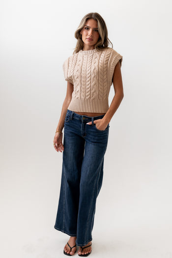 Lennie Cable Knit Top in Taupe - FINAL SALE