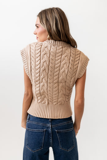 Lennie Cable Knit Top in Taupe - FINAL SALE