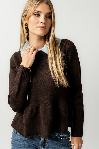 Libby Peplum Sweater in Brown - FINAL SALE