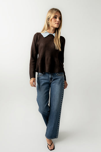 Libby Peplum Sweater in Brown - FINAL SALE