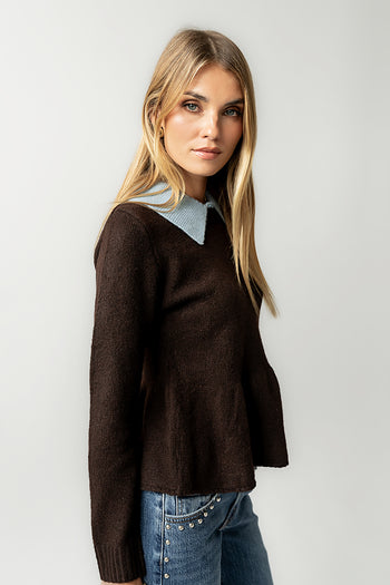 Libby Peplum Sweater in Brown - FINAL SALE