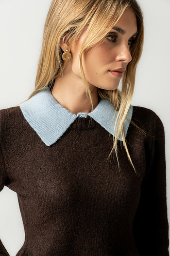 Libby Peplum Sweater in Brown - FINAL SALE